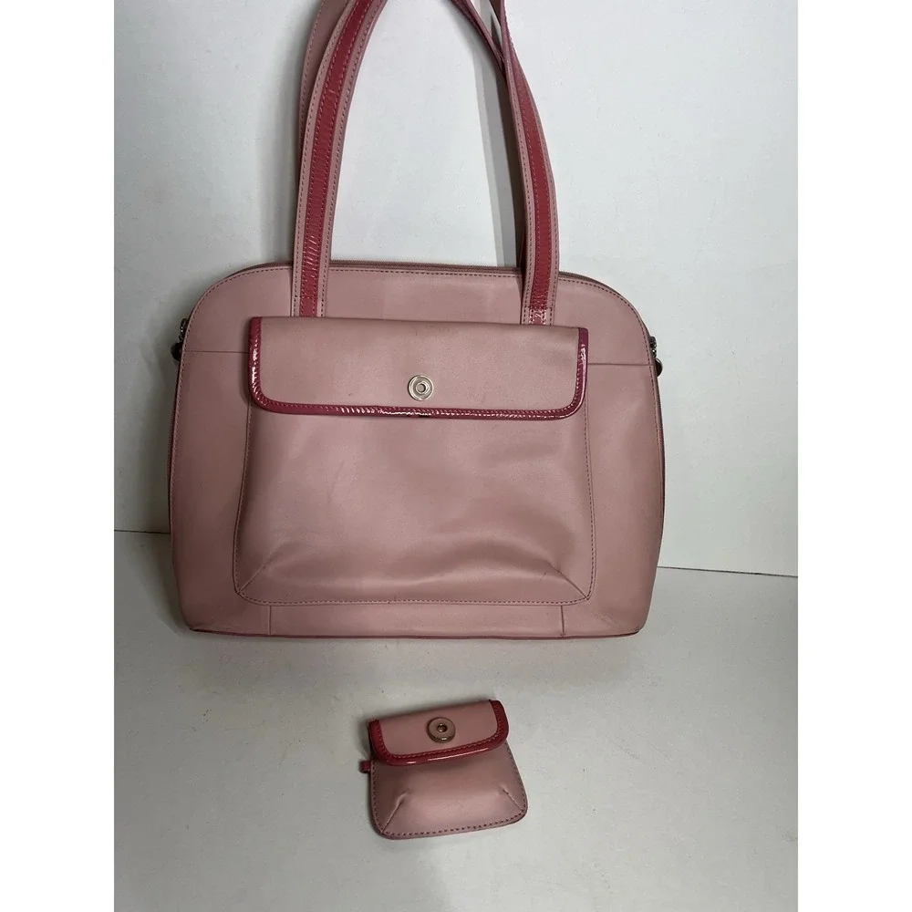 Franklin Covey Pink Leather Binder Briefcase‎ Laptop Bag